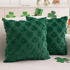 St Patricks Day Pillow Covers 18X18 Inch Set of 2 Green Lucky Shamrock Soft Plus