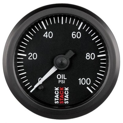 Stack 52mm Pro Stepper Motor Oil Pressure Gauge (0-100 PSI 1/8'' NPTF Male) Black