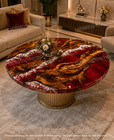 Maßgefertigter runder Tisch Red Ocean Epoxy Handarbeit Massivholz Gartenmöbel Deko