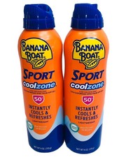 2 Banana Boat Sport Cool Zone Sunscreen Spray Twin Pack SPF 50 6oz Exp. 01/2028