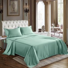 CozyLux Satin Sheets Queen Size 1 Fitted Sheet, 1 Flat Sheet, and 2 Pillowcases