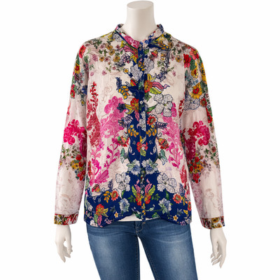 Johnny Was Buse Shellinay Nicola Button Down Gr.: S Blumen Mehrfarbig