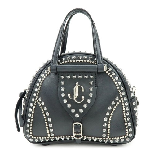 Jimmy Choo Varenne Leather Hand Bag Studs Black Authentic Used