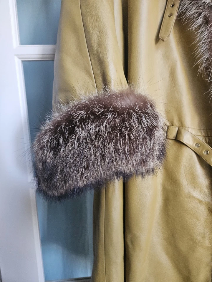 Coach Vintage 60ties Bonnie Cashin Coat Raccoon Sills Angola Leather Perfect - Image 3 of 4