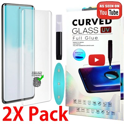 2xFull UV Glue Tempered Glass Screen Protector for Samsung