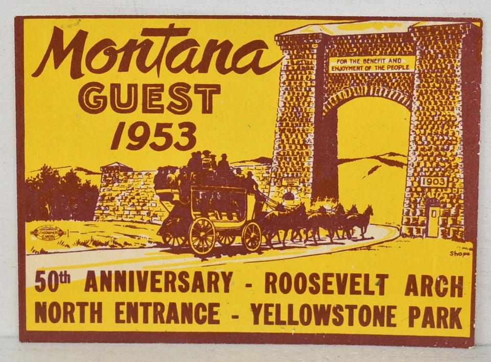 Arco Roosevelt 1953 50 aniversario entrada norte Yellowstone Park Montana invitado Foto 2 de 3