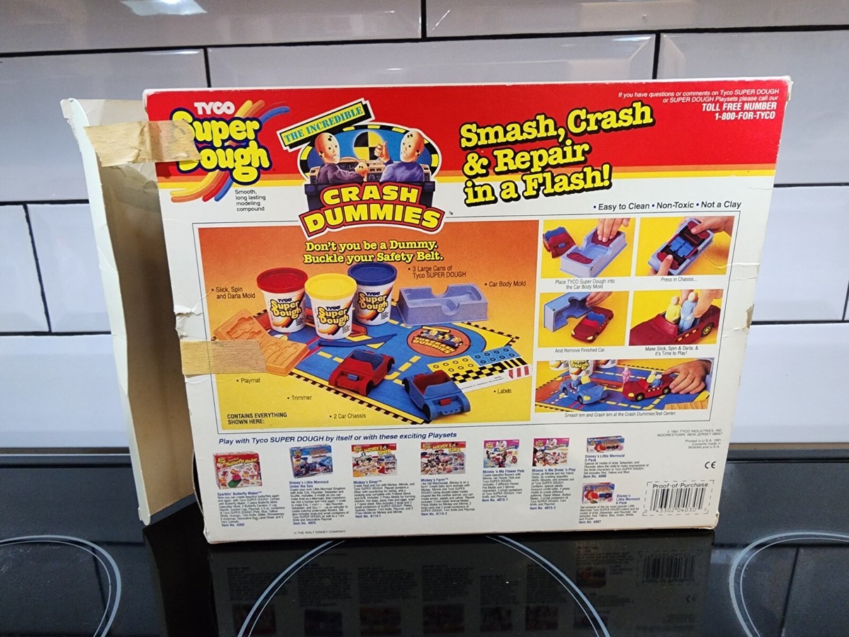 1991 TYCO SUPER DOUGH CRASH DUMMIES, SMASH CRASH & REPAIR SET IN