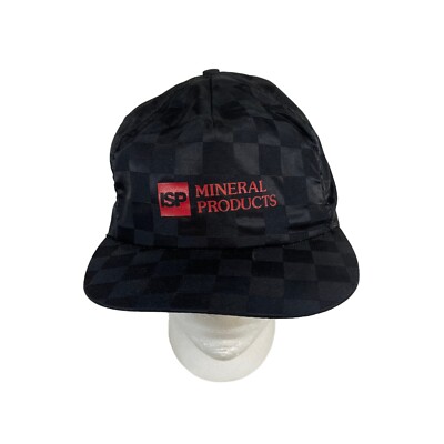Vintage Checkered Black ISP Mineral Products Adjustable Strapback Advertising