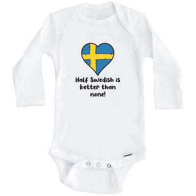 Half Swedish Is Better Than None Sweden Flag Heart Long Sleeve Baby Bodysuit