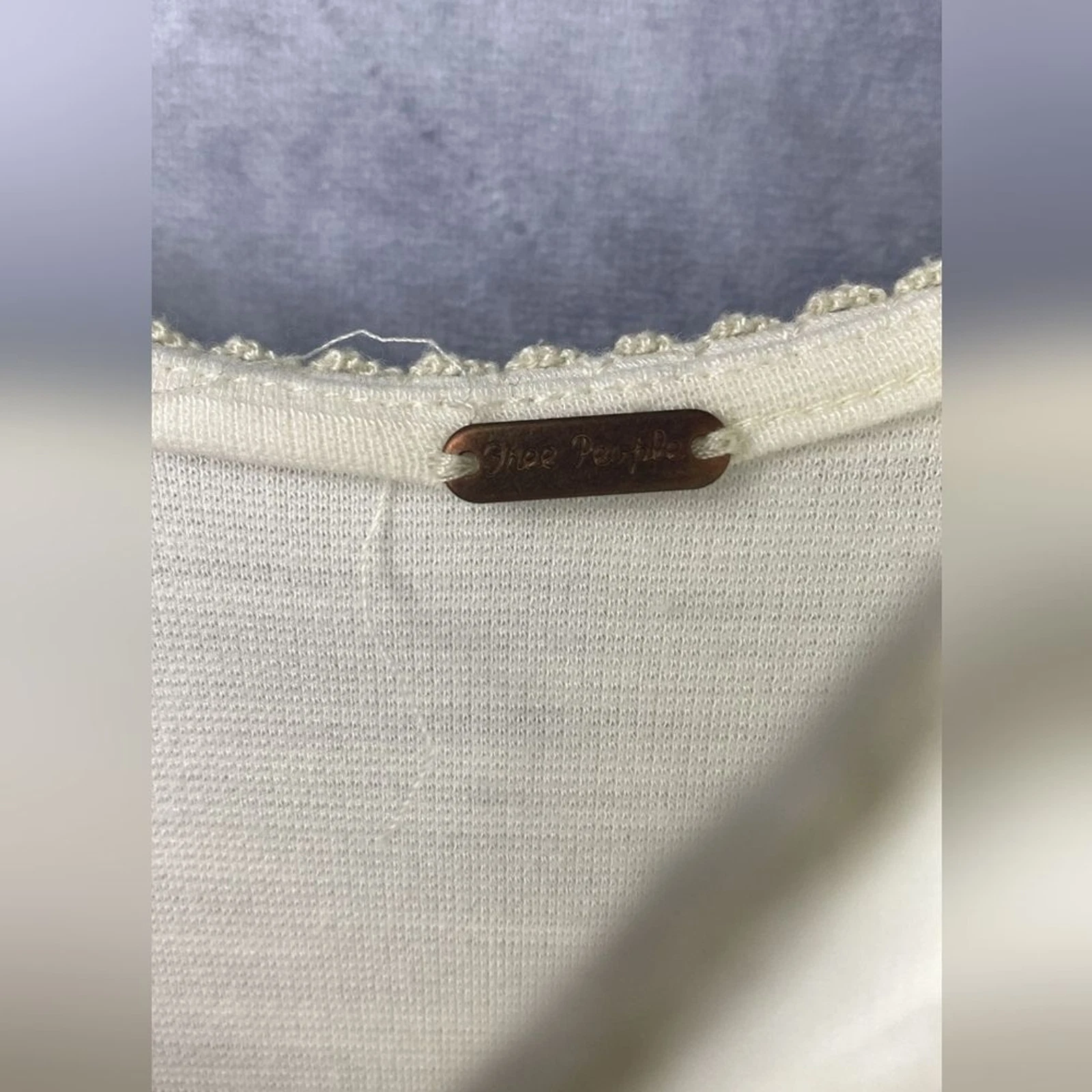 OFF WHITE Abito Free People stile skater midi ricamato floreale manica Xs to S bianco sporco