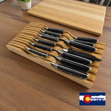 14 Piece German Stainless Steel Kitchen Knife Set With In-Drawer Bamboo Block