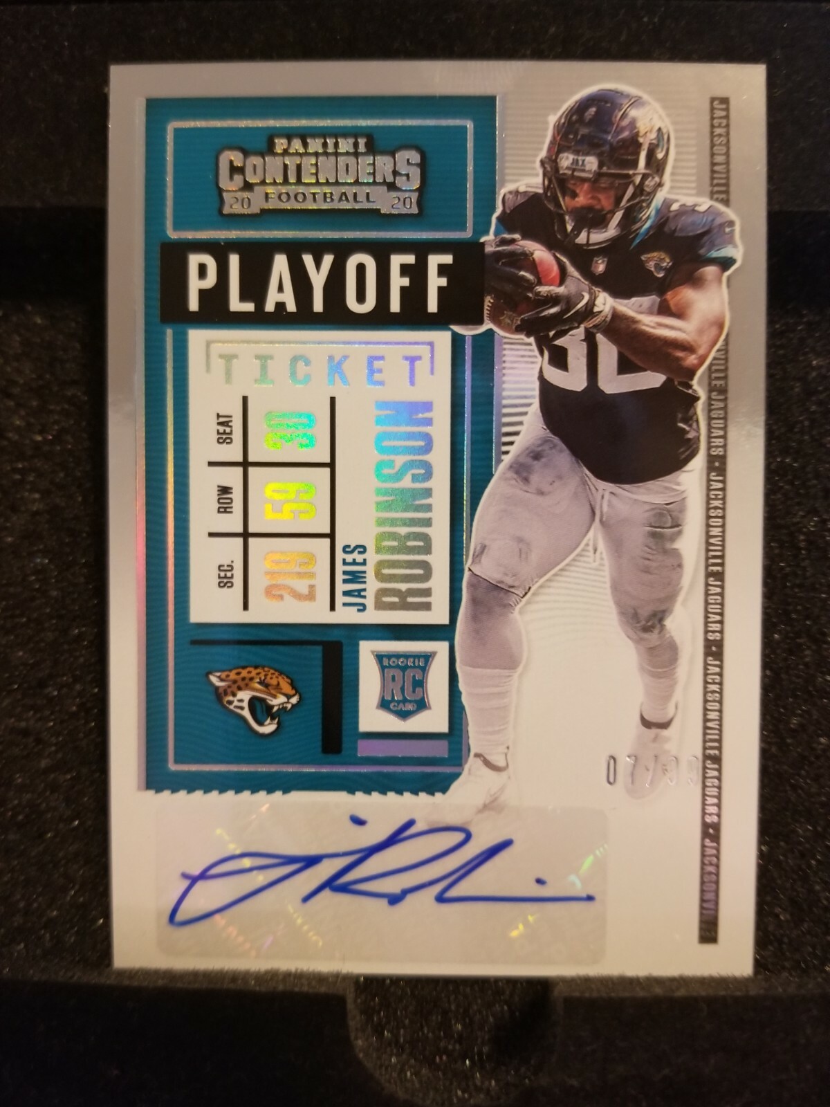 2020 Panini Contenders James Robinson Playoff Ticket Auto 7/99 Jaguars Rookie