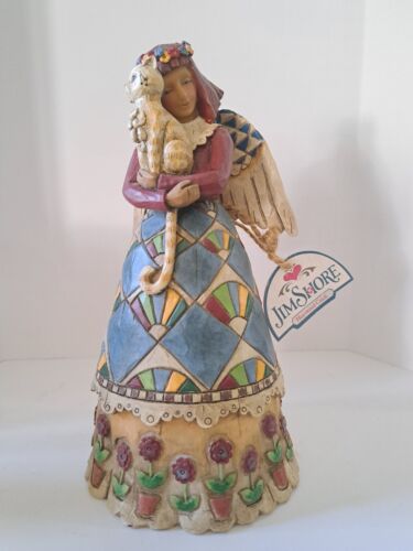 NWT Jim Shore Colorful Angel w/ Cat Heartwood Creek by Enesco F105170 8.25" Tall - Picture 1 of 15