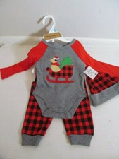 Baby Essentials 3-Piece Christmas Sleigh with Dog Outfit, Size 6M