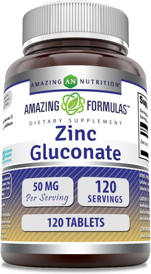 Amazing Formulas Zinc Gluconate Supplement | 50 Mg per Serving | Tablets | Non-G