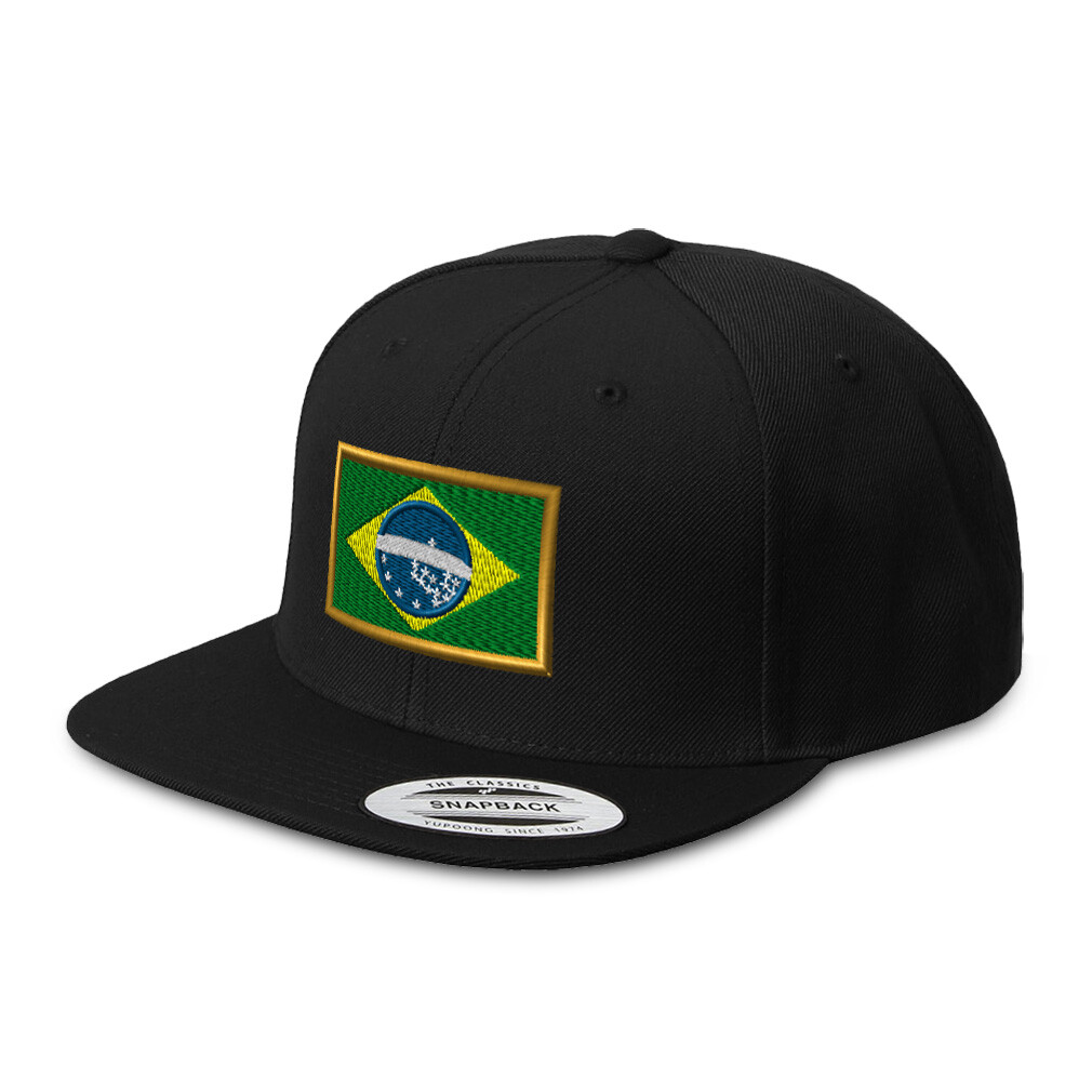 Flat Bill Trucker Hat Brazil Acrylic Snapback Baseball Cap for Men and Women