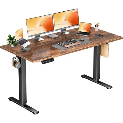 JHK 3 Splice Board Electric Standing Adjustable Height Desk 63" x 24" Computer Table