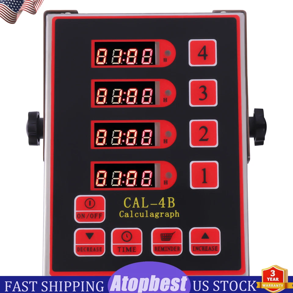 Commercial 4 Channels Kitchen Timers Restaurant Timer Loud Red Stainless Steel！ - Image 4 of 4