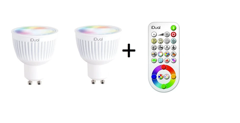 2x Jedi iDual Reflektor & Fernbedienung GU10 Farbwechsel EEK:G (Spekt. A bis G)