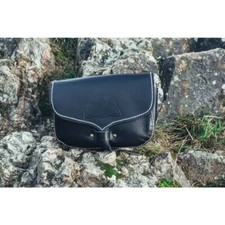 Wikinger Leder-G&uuml;rteltasche schwarz "Hulda" Mittelaltertasche Kost&uuml;m Ausstattung