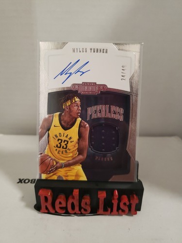 2018-19 Dominion Peerless Jersey Auto 24/49 Myles Turner #PJ-MTN Auto Pacers