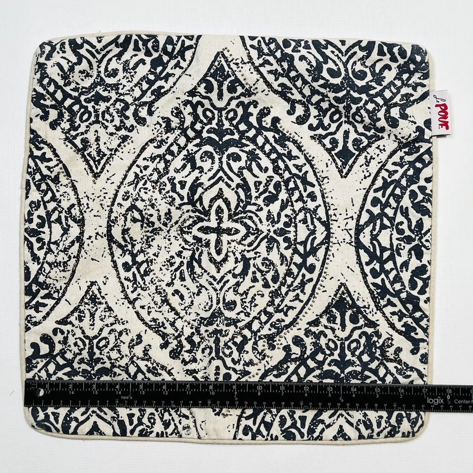 2 Fundas de Almohada Le Pouf Accent 17 en Azul Crema Cuentas Tradicionales Contemporáneas Foto 4 de 4