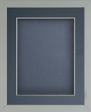 Image of Grey 3D Box Frame Radcliffe Range Picture Photo Frames plus Mount & Blue Backing