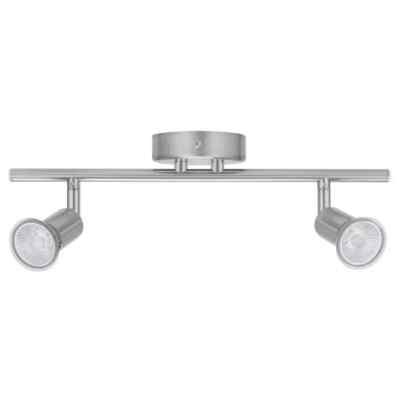 LED Deckenstrahler Leiste 2-fach Twin GU10 Strahler Glocke satiniert silber / chrom