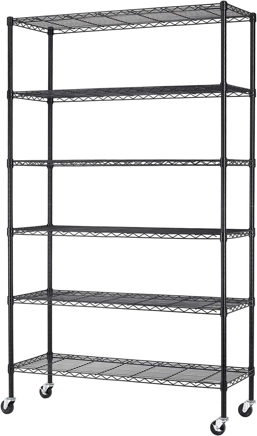 72x48x18 Inch Heavy Duty 6-Tier NSF Wire Shelving Unit for Large Storage