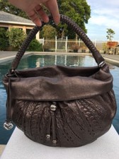 Brighton Nina Bronze Leather Embroidered Hobo Large