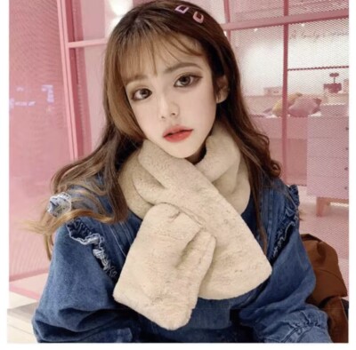 Faux Fur Ladies Short Warmer Scarf Collar Winter Warm Fluffy Soft Neck