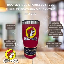 Buc-ee's Red Stainless Steel Tumbler Double Wall Vacuum Insulated, 20 oz