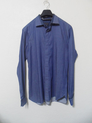 Ermenegildo Zegna Z Slim Fit Blue French Cuff Button Up Shirt Medium