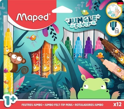 Maped - Kinderfilzstifte JUNGLE FEVER JUMBO - für die Kleinsten geeignet - ab 