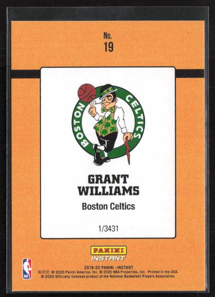 2019-20 Panini Instant Rated Rookie Retro Grant Williams #19 Boston Celtics - Image 2 of 2