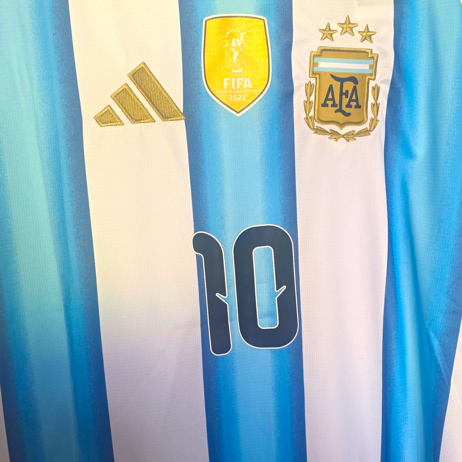 adidas Argentina Soccer Jersey Lionel Messi #10 Slim Fit Men's XL White/Blue