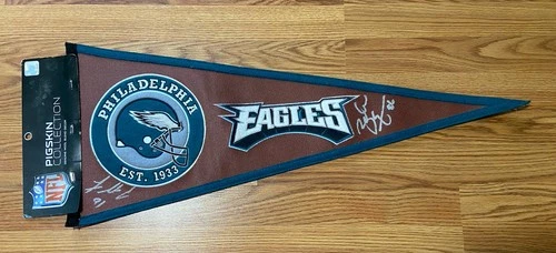 32” Fletcher Cox Zach Ertz Philadelphia Eagles Signed Pigskin Pennant Flag NFL