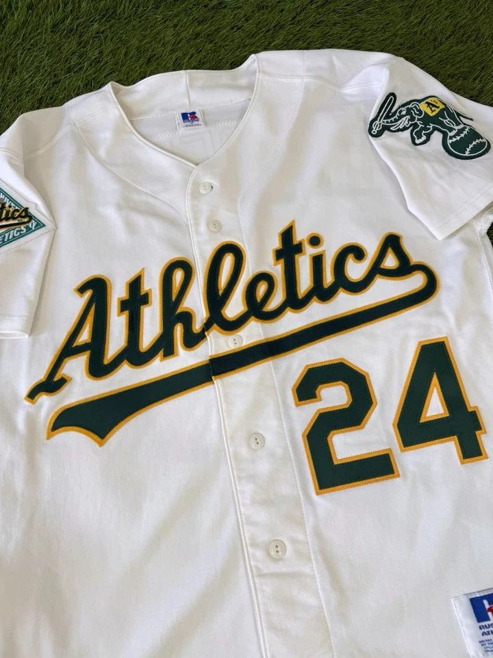 Camiseta deportiva de béisbol Rickey Henderson Oakland Athletics 1992 auténtica de colección MLB 44 Foto 4 de 4