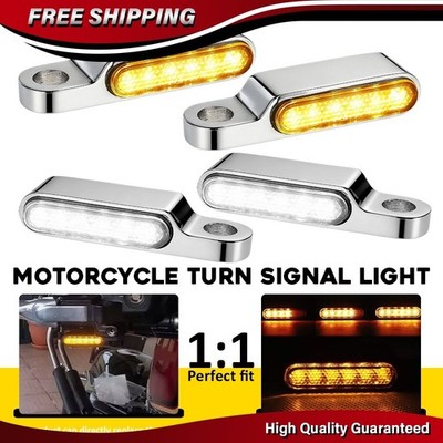4PCS Universal Motorcycle Turn Signals Sequential LED Blinker Amber White Lights
