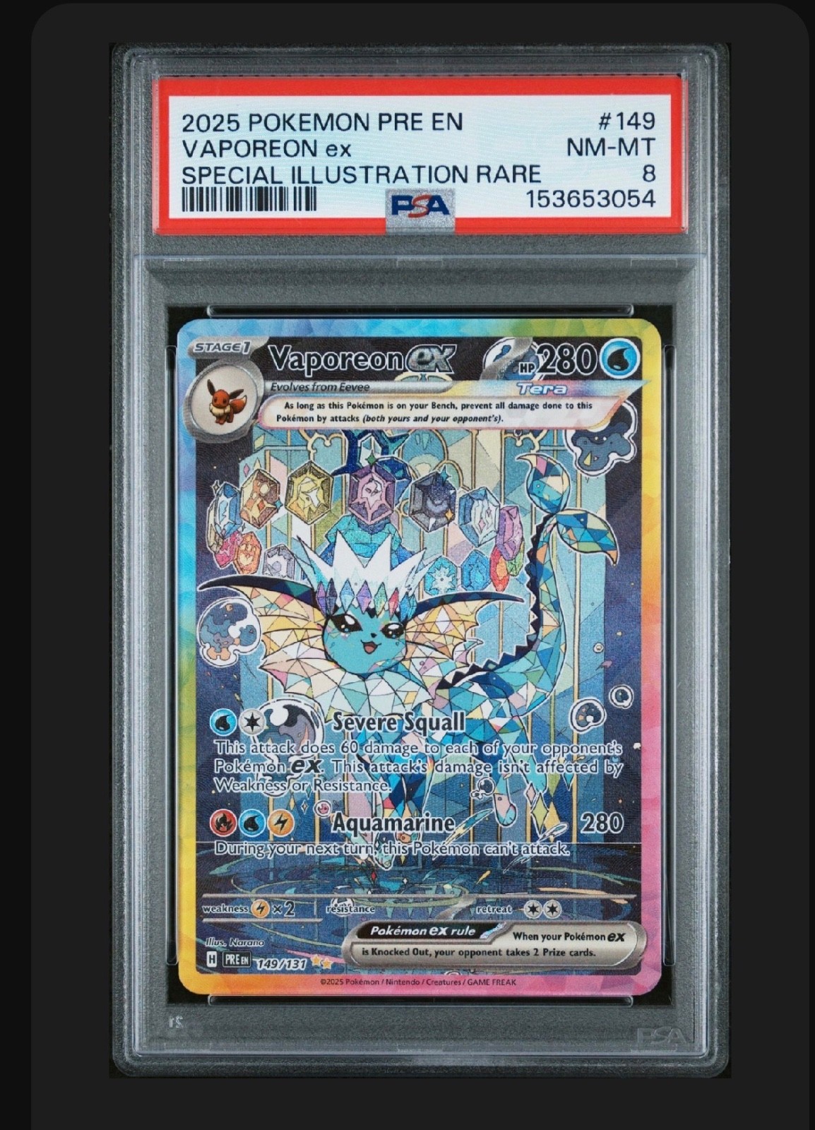 pokemon prismatic evolutions vaporeon ex 149/131 special illustration rare