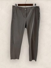 Eileen Fisher Organic Cotton Ankle Chino Pant Tan Khaki Tapered Leg Stretch M