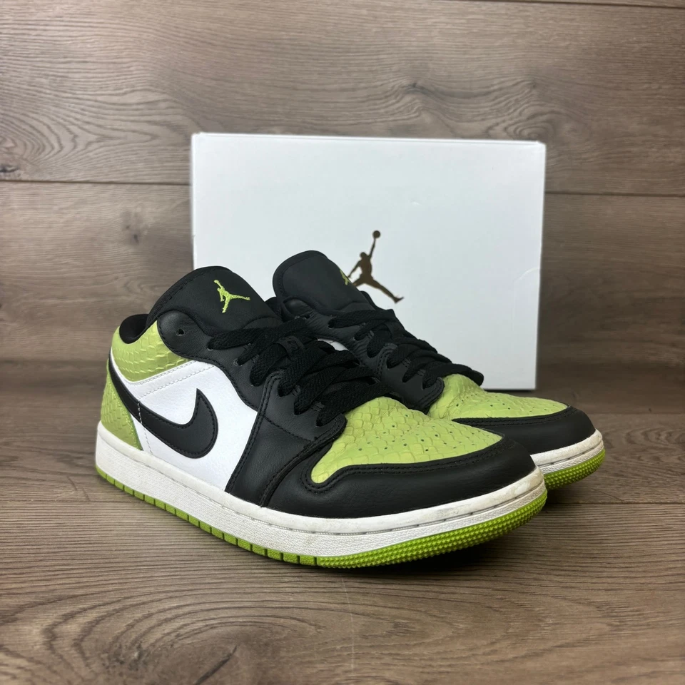 Nike Air Jordan 1 Tenis Bajos Para Mujer 9 Verde Vivo Negro Zapatos DX4446-301 Foto 3 de 4