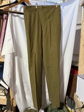 VTG WW2 Serge Wool 32x33 Military FIELD Trousers US ARMY Green NAMED READ