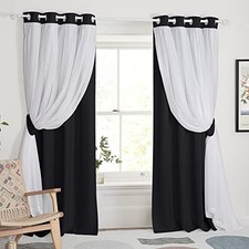 Curtains for Bedroom - Decorative Window 52"W x 84"L Pack of 2 Black