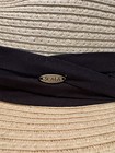 Sun Hat Scala Hat Handmade Wide Brim Size M Beige W/ Black Hatband And Logo — photo 4