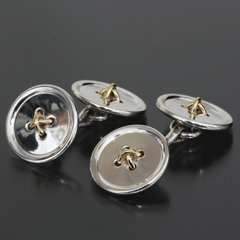 Tiffany & Co. ボタン型カフリンクス SV925/750 Tiffany & Co