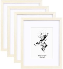 Yaetm 8x10 Picture Frame Set of 4, Off-White, Solid Wood Photo Frames with Te...