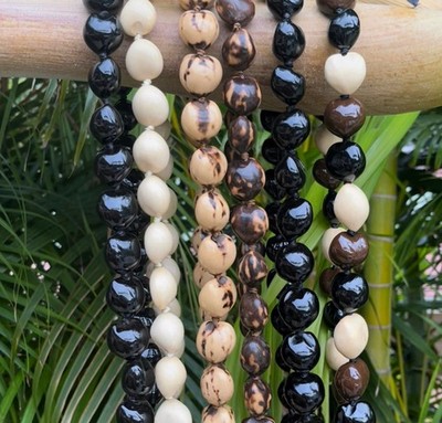 Hawaiian Store Kukui Nut Lei Necklace (Choose Color)