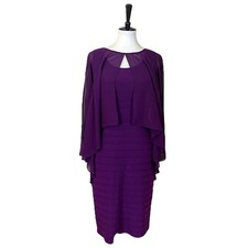 Adrianna Papell NEW Poncho Banded Dress Cocktail Tiered Chiffon Women’s Size 8