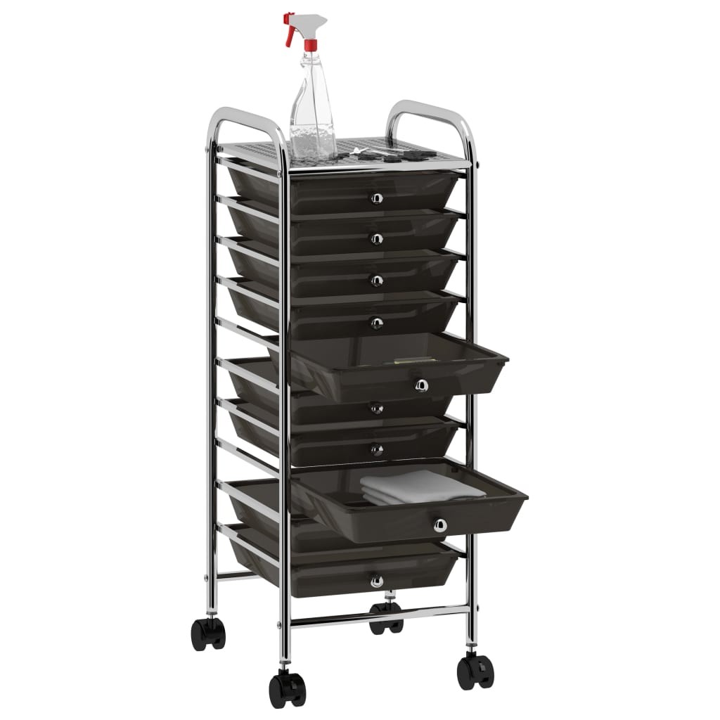 Carrello Multiuso 10 Cassetti Nero - Organizer per Bagno, Cucina e Giochi - 3